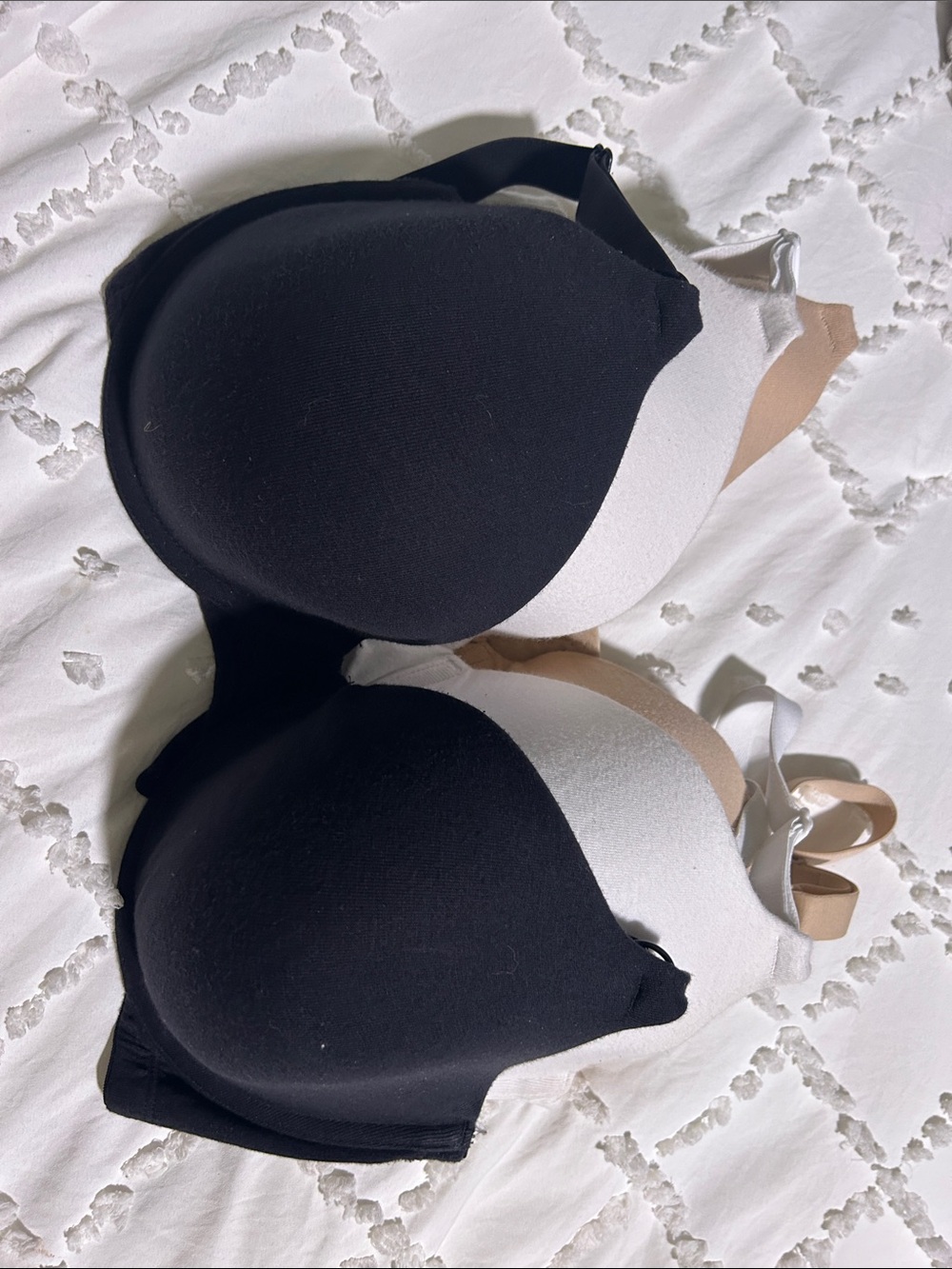 Fruit of the Loom Black, White & Nude Colorblock T-Shirt Bras(set of 3)